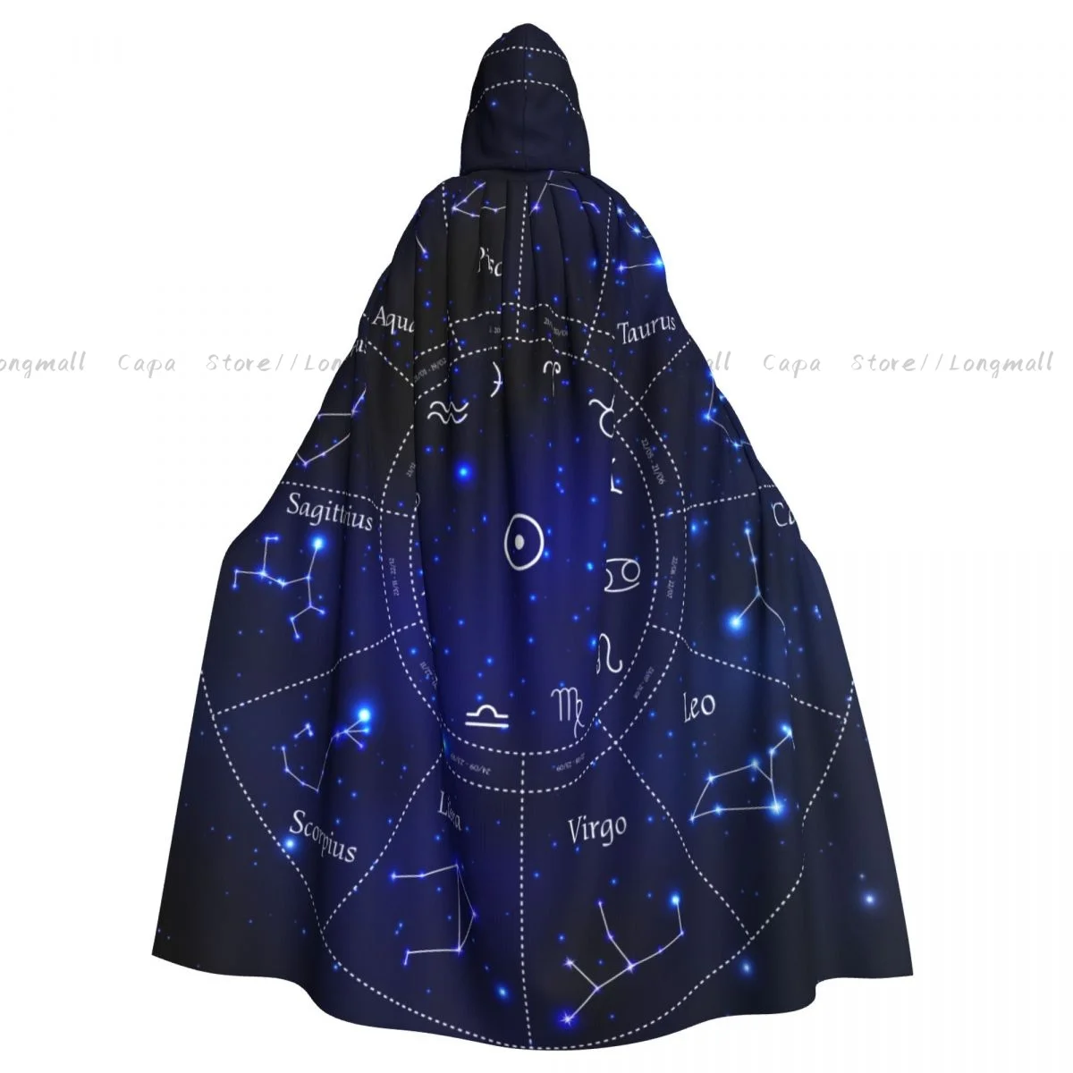 

Adult Halloween Zodiac Constellations Cloak Cape Hooded Medieval Costume Full Length Dress Coat