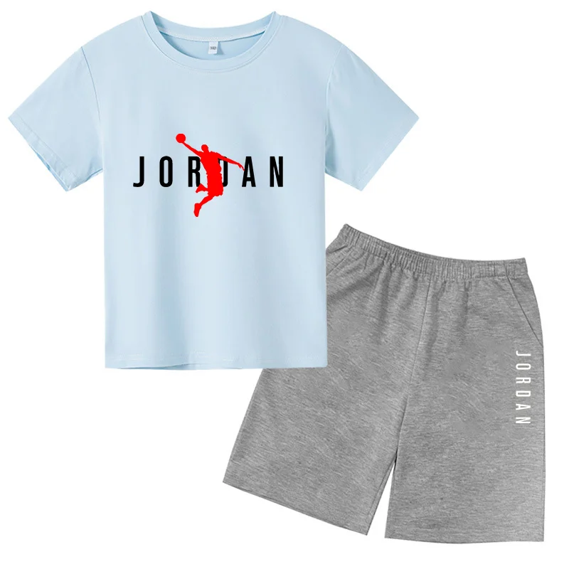 Basketball star Printing Children's T-shirt Tops + Shorts Fashion Leisure Clothing Toddler 3-12 Year Boys Girls Round neck Set Kids Sports Suit