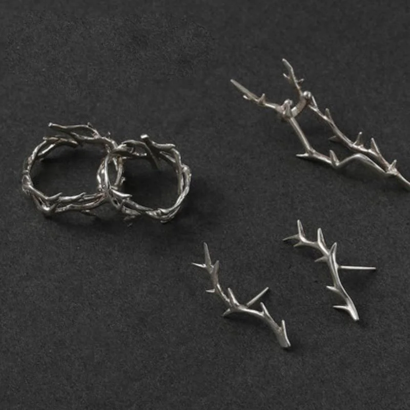 Vintage Ins Style Adherence Men's and Women's Rings with Branches, Thorns, Couples' Ring Gifts, Fashion and Personality 3