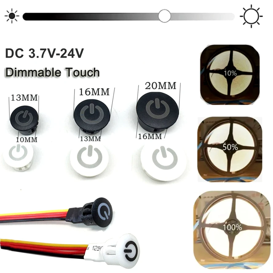 สมาร์ทหรี่แสงได้ Home Touch Sensor สีดําปุ่ม Controller สําหรับ DC5V 12V 24V Smart Home Light Strip LED Dimmer Controller 1