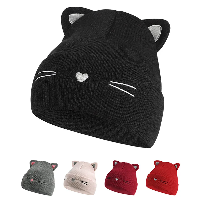 

2022 0-8 Month Old Anime Cartoon Cat Hat for Boys Girls Knitted Beanie Caps Winter Warm Ear Protect Snow Ski Outdoor Bonnets