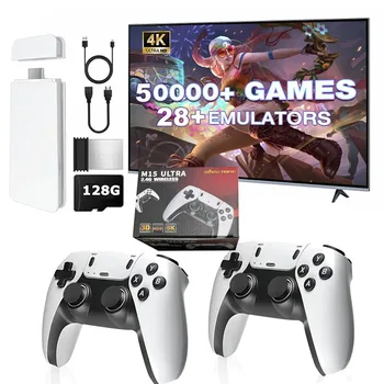 Nuovo 4K TV Game Stick M15 ultra 64G 128G Lettore di giochi portatile 2.4G Doppio controller wireless 50000+ giochi Lettore di giochi per famiglie