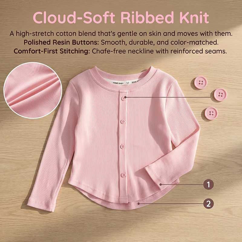 봄 신상 아동용 솔리드 골지 긴팔 통기성 티셔츠 여아 베이직 티셔츠 키즈 슬림 캐주얼 의류