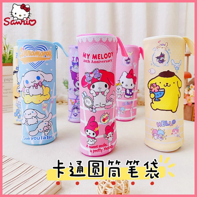 

Sanrio японская мультяшная Милая цилиндрическая ручка сумка для начальной школы канцелярская сумка Kuromi на молнии карандаш женский Канцтовары подарок