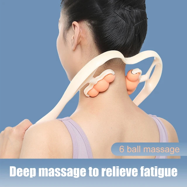 Neck Massager, Roller Massager for Pain Relief Deep Tissue Handheld Shoulder Massager Tool with 6 Ball Massage Points for Leg Waist Neck and Shoulder