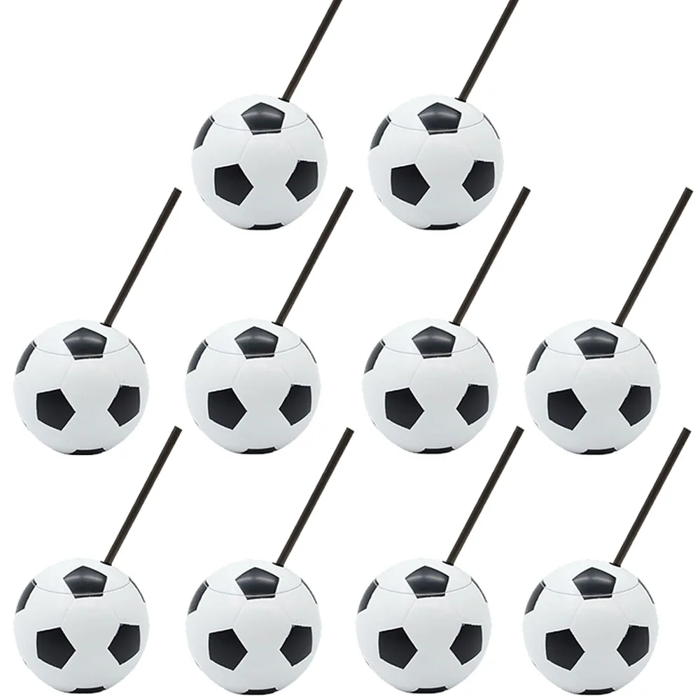 Futebol Copos Palhas com Tampa, Futebol Forma Copos, Favores Festa de Aniversário, Decoração Suprimentos para Crianças Meninos, 10Pcs