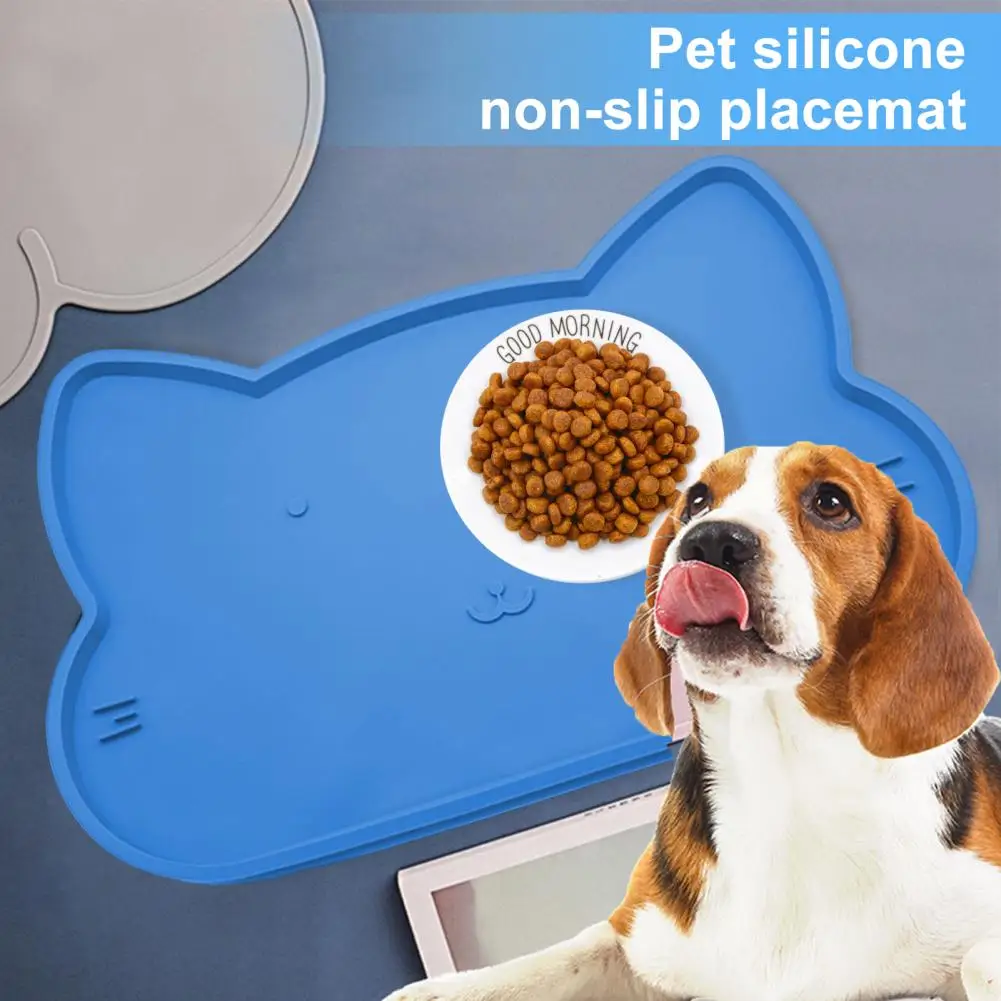 Dog Bowl Mat with Raised Edge Anti-Spill Waterproof Pet Feeding Placemat  Portable Cat Bowl Mat Silicone Non-Slip Dog Accessory - AliExpress