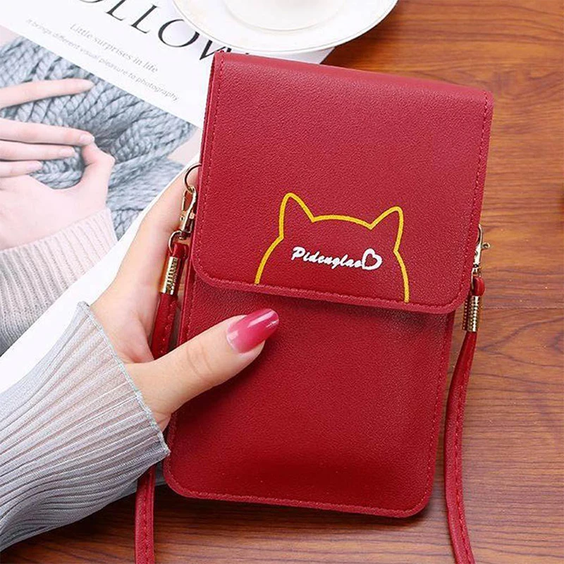 New Women's Crossbody Touch Screen Phone Wallet Retro Buckle Small Wallet 3