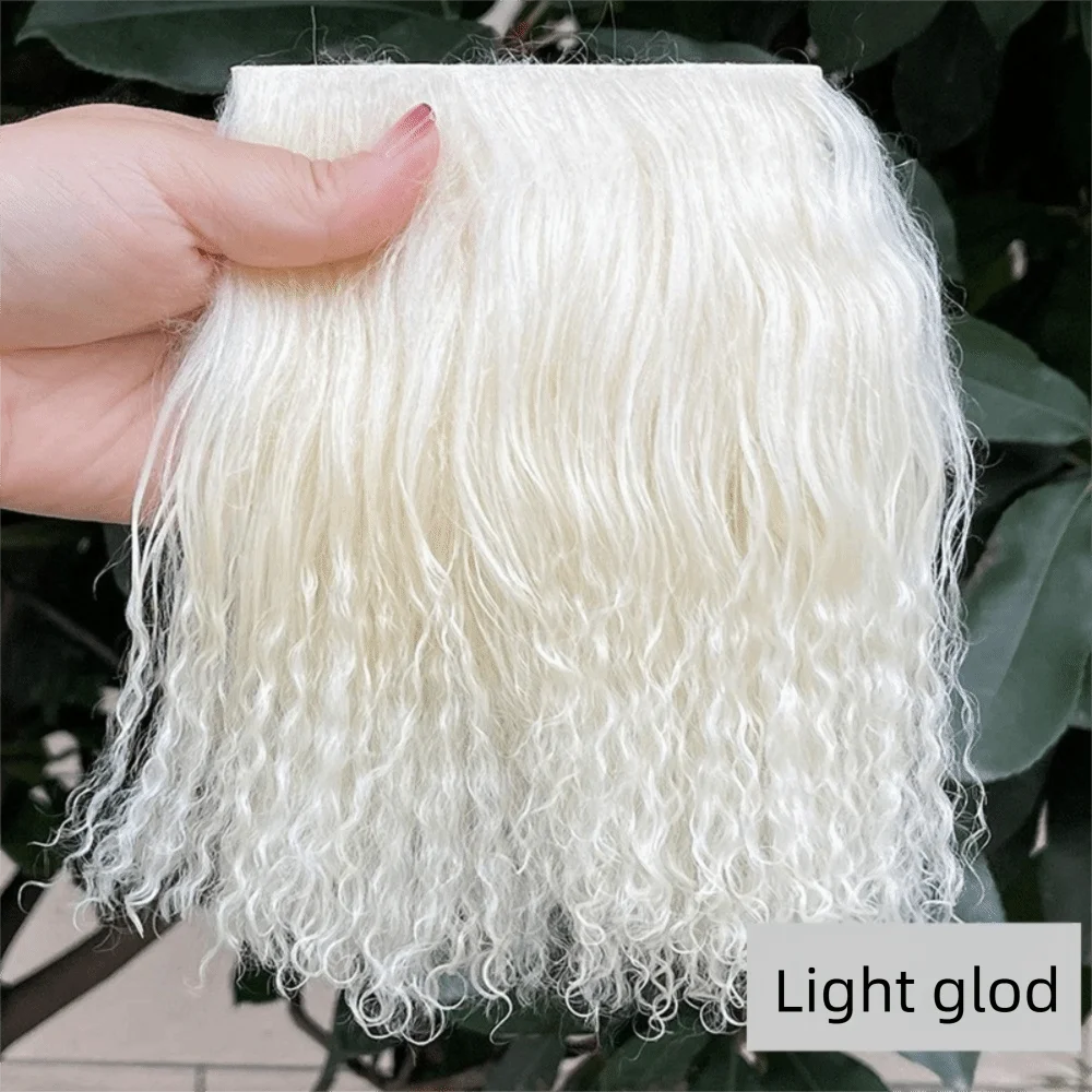 Mongolia Fur Sheepskin Wool Extensions Hair Row Curly Texture Lamb Fur Pelt DIY Wig Doll Wig Durable BJD Dolls Wigs