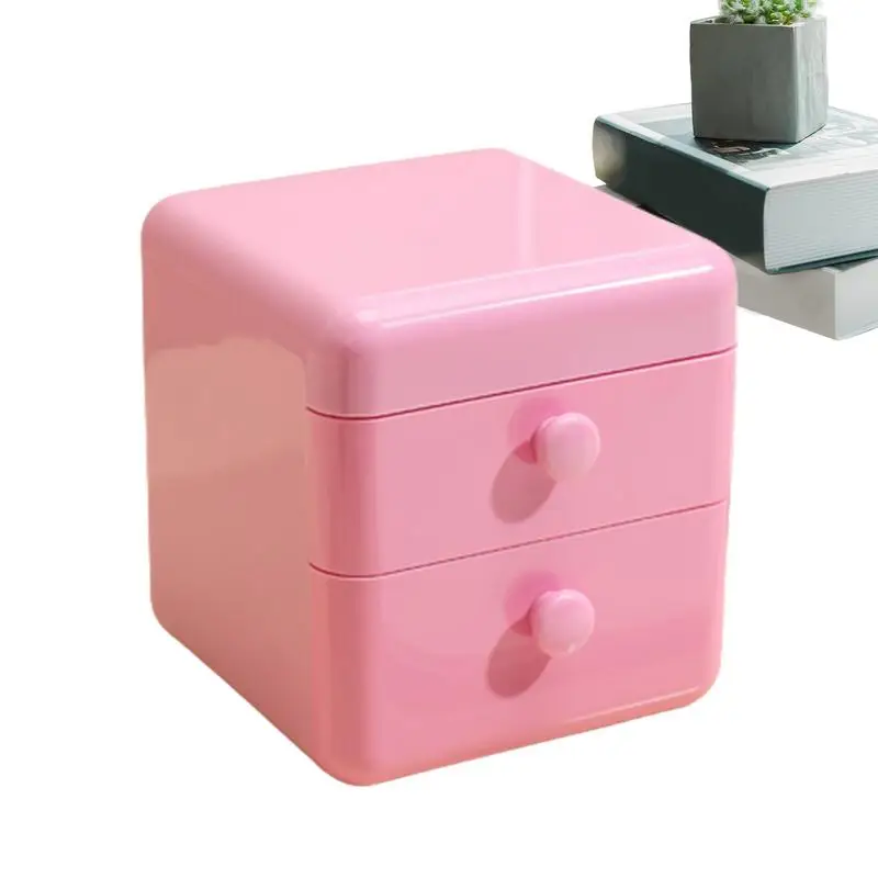 

Desk Drawers Storage 2-Drawer Storage Organizer Multi-Functional Cute Cartoon Stationery Storage Box Jewelry Bathroom Bedside