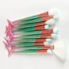 Professional Makeup Brush Set Mermaid Tail Design Loose Powder Blush Brushes for Smudge & Angled Eyeshadow 6