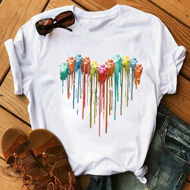 

y2k Animal T-Shirt Fashion love print casual Men's Women Shirts Hip Hop Tops