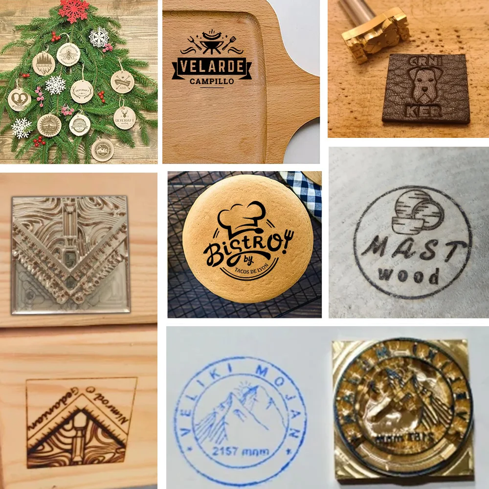 맞춤형 로고 브랜딩 철 스탬프 햄버거 케이크 가죽 나무 자신의 디자인 황동 인감 맞춤 웨딩 파티 회사 로고 DIY