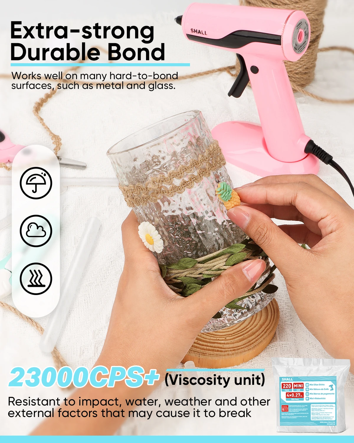 SHALL 미니 핫 글루 스틱, 220 팩, 투명 핫멜트 글루 건 스틱, 열 권총 총 접착 DIY 도구, 7mm x 100mm