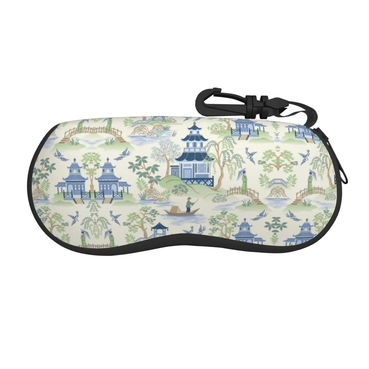 

Chinoiserie Willow Pagoda Shell Eyeglasses Case Men Women Fashion Oriental Style Landscape Glasses Case Sunglasses Box Pouch