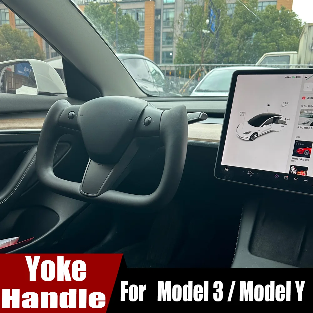 

For Tesla Yoke Handle Steering Wheel Model 3 Y 2017-2022 2023 Optional Personalized Real Carbon Fiber Leather Car Accessories