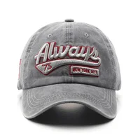 2025 Spring/Summer Unisex Cotton Baseball Cap Vintage Washed with Alphabet  ALWAYS Embroidery - Hip-Hop Inspired Snapback Design - Image 2