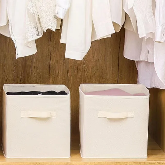 Cube Non Woven Fabric Storage Bin Collapsible Storage Box Home Supplies , Kid Toy Storage Organizer Cabinet drawer organization