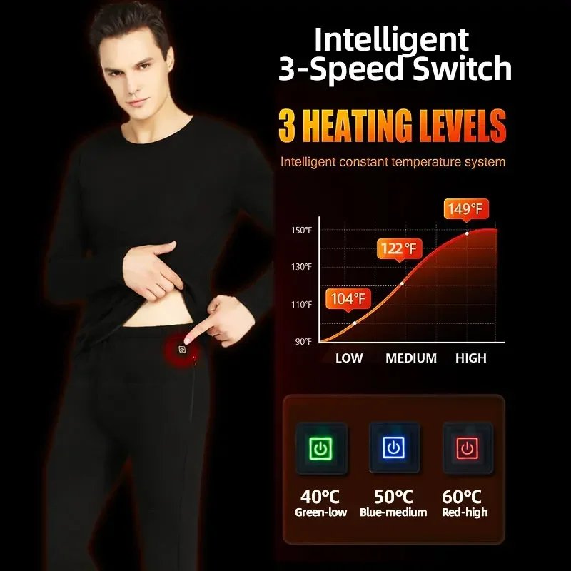 Winter Heated Pants Men Usb Electric Pants Heating Women Plus Velvet Rechargeable Thermal Heating Trousers Warm Clothes Skiing 3