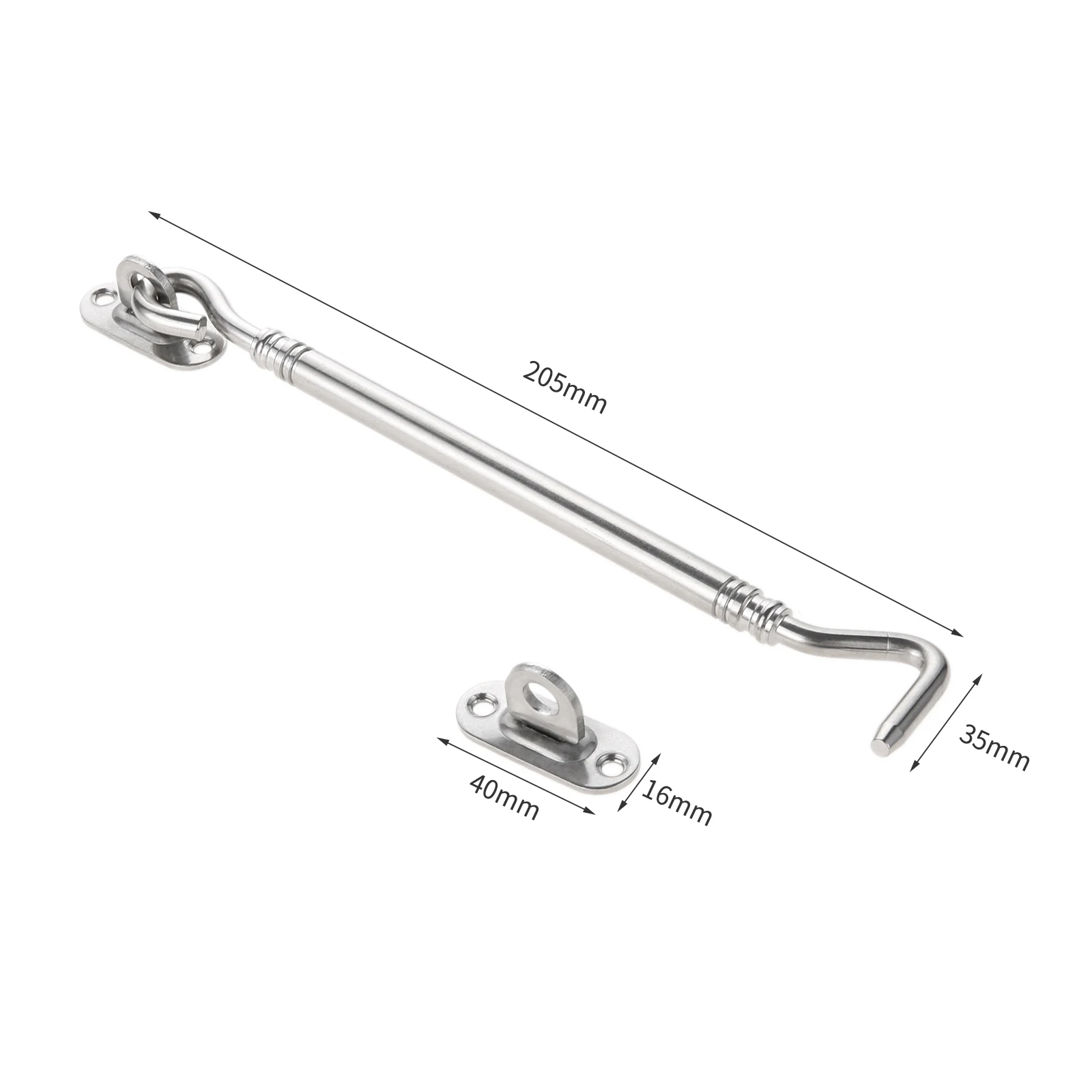 1Pc Window Catch Hook Stainless Steel Door Lock Sliding Buckle Cabin Hook Eye Latch with Screw Silver/Black Window Latch