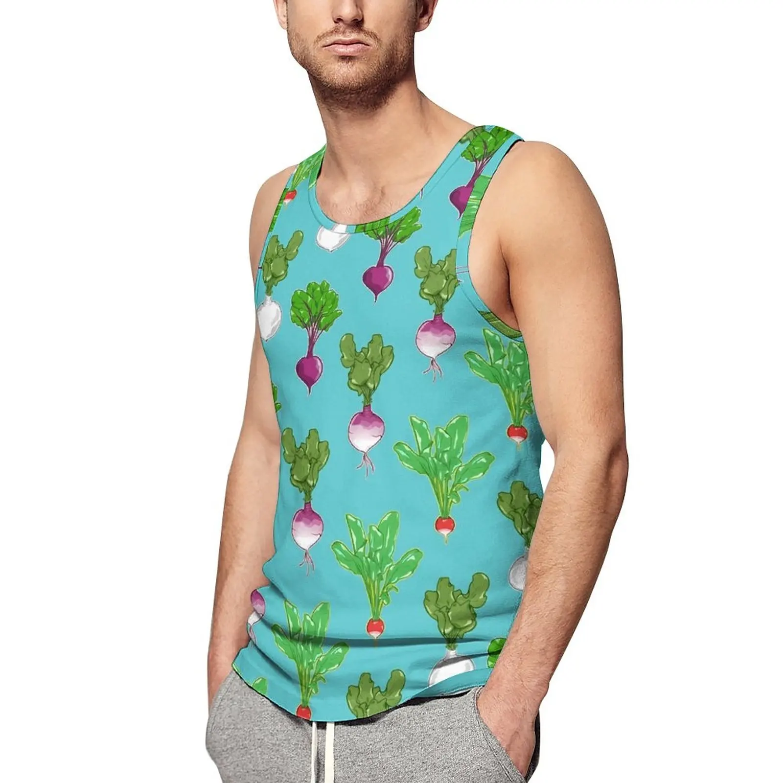 

Radishes Tank Top Mens Root Vegetable Bodybuilding Oversized Tops Summer Sportswear Custom Sleeveless Vests