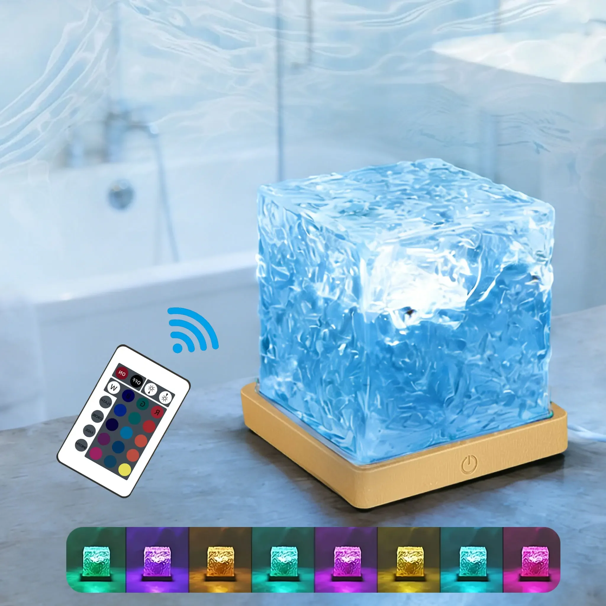 16Colors Ocean Wave Aurora Projector Light Touch LED Night Light Remote Dimmable Auto Rotating USB-C Powered Gift
