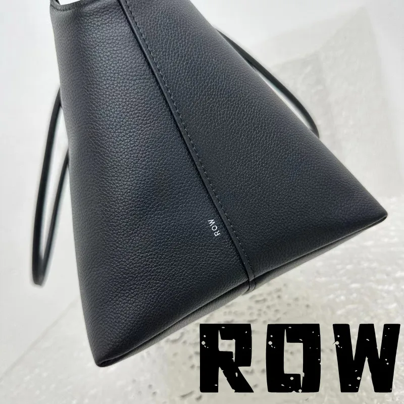 ROW 2023 Women's Classic Black Tote Underarm Bag Commuter Leisure Simple Large Capacity Cowhide Inner Lining