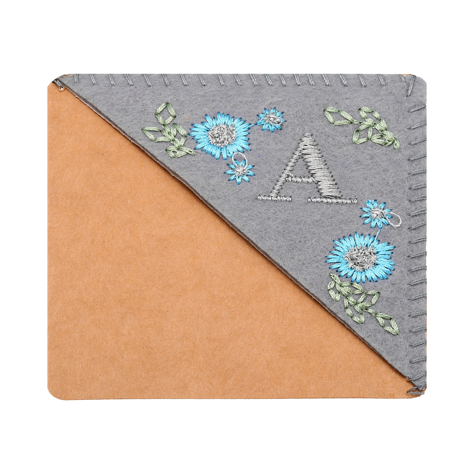 Personalized Embroidered Corner Bookmark Cute Flower Felt Stitched Triangle Book Mark Page Marker for Book Lovers Teachers Grey
