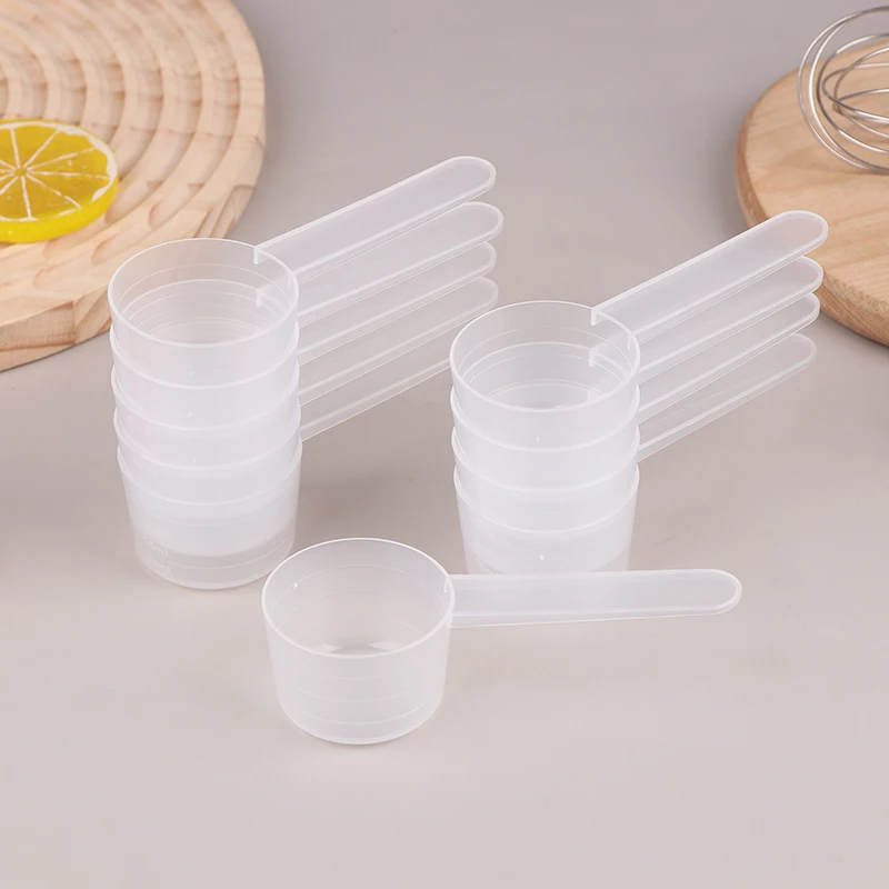 10Pcs 40ML 20g Flat Bottom Graduated Measuring Spoon With Scale Transparent Plastic Kitchen Baking Measuring Spoon Tableware