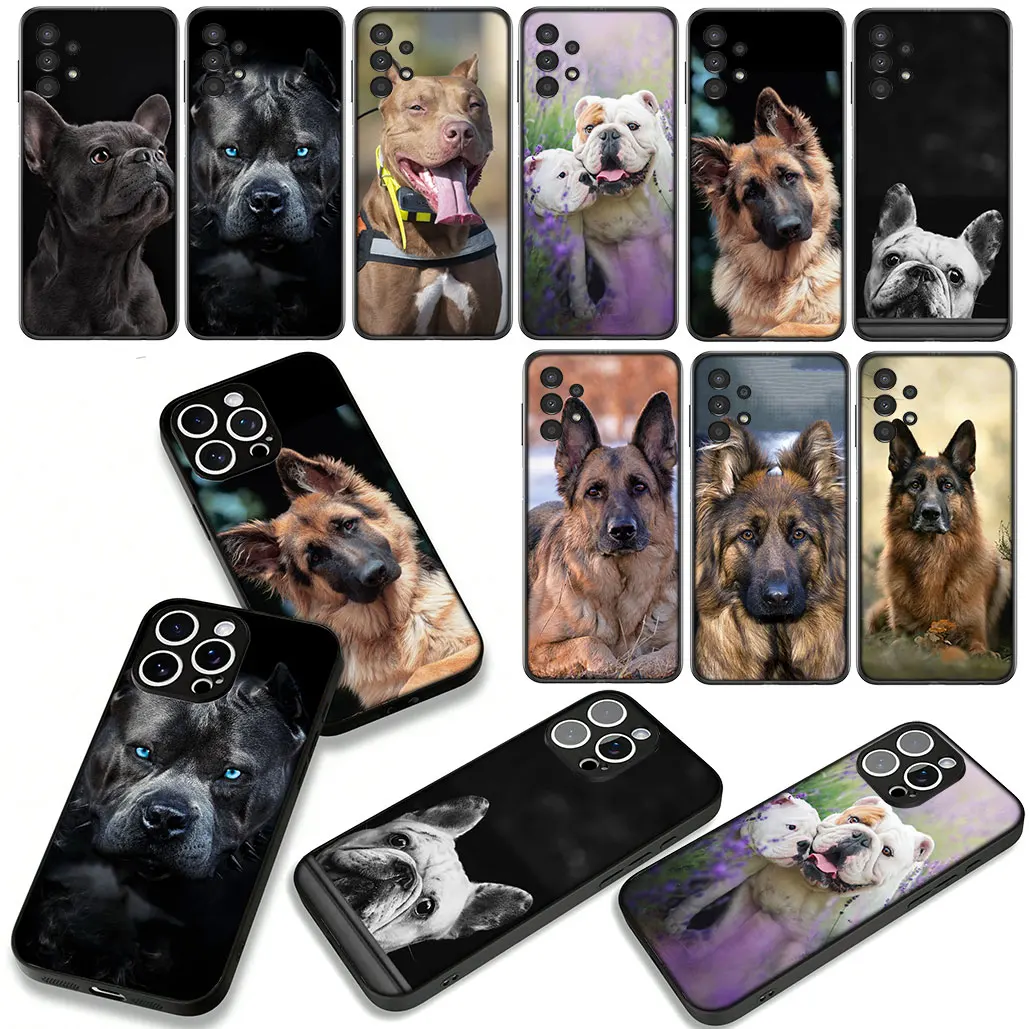 Bulldog and German Shepherd Design Phone Cover