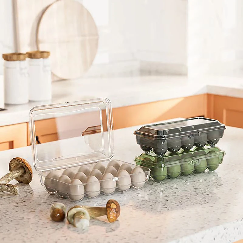 

10/15 Grids Eggs Storage Box Plastic Transparent Portable Egg Fresh-keeping Case Refrigerator Storage Container Kitchen Tool