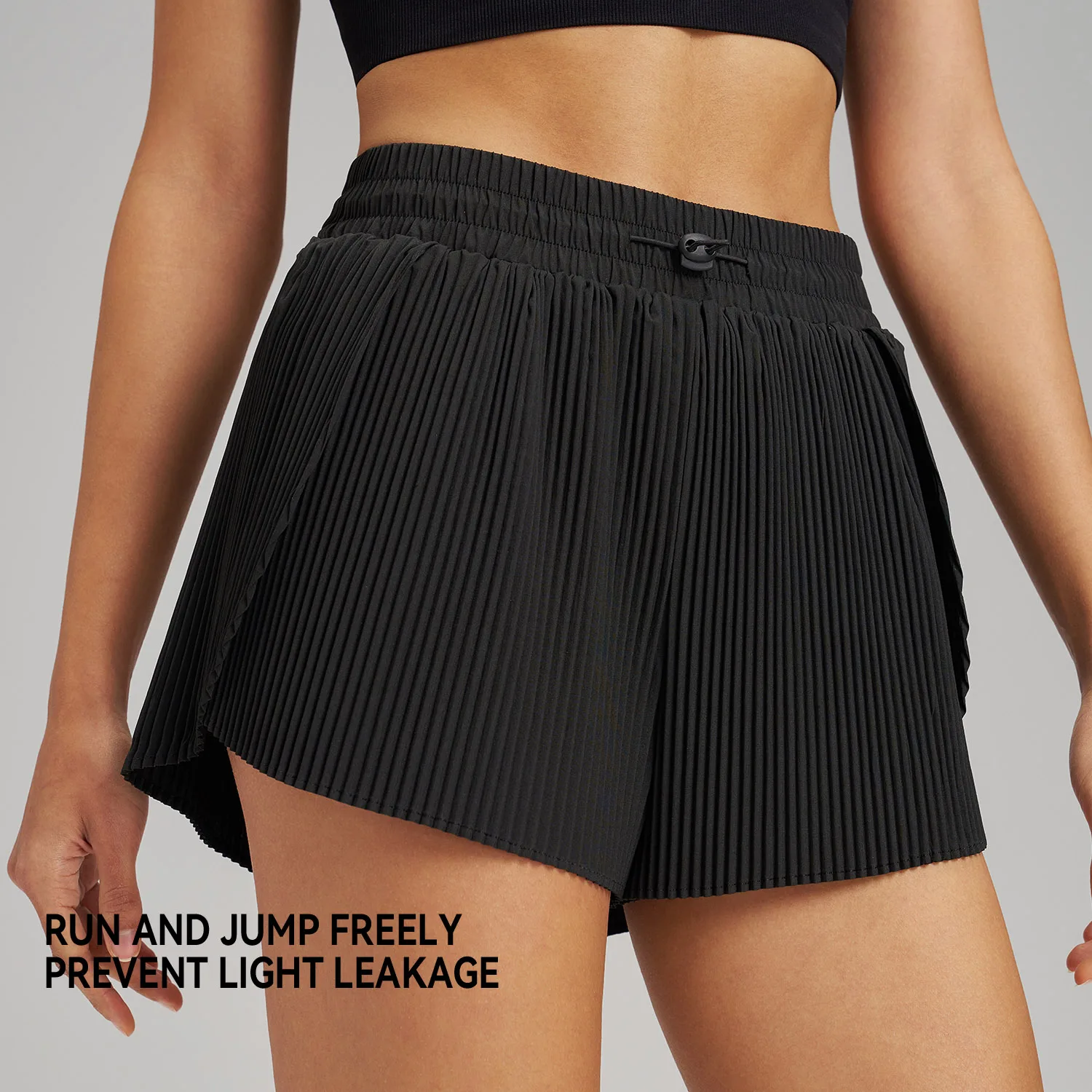 Sports Outdoor Fitness Yoga Shorts Fake Two Pieces Pleated Skirt Pants Breathable Quick Dry Three Point Pants Yoga Skirt 4