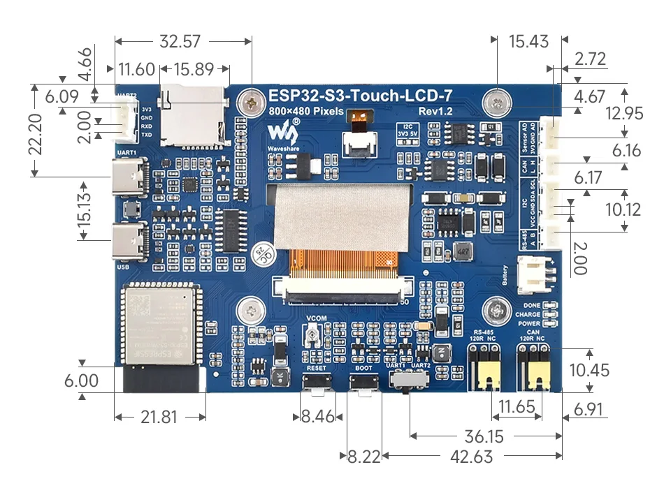 Waveshare ESP32-S3 7inch Capacitive Display Development Board, ESP32 With Displa