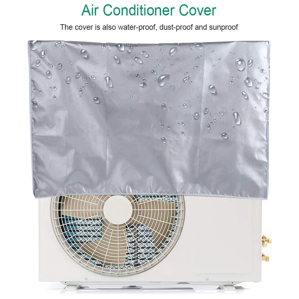 

1pc Air Conditioner Outdoor Unit Dust Cover Silver Polyester Waterproof Protective Cover Household Supplies 5 Sizes Optional