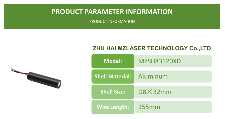 Neues Wirtschaftliches Kompaktes Grünes Punkt-Laserdioden-Modul 520nm D8mm 0,5mW 1mW 5mW 3V Industriequalität für Holzbearbeitungsmaschinen – Detail 2