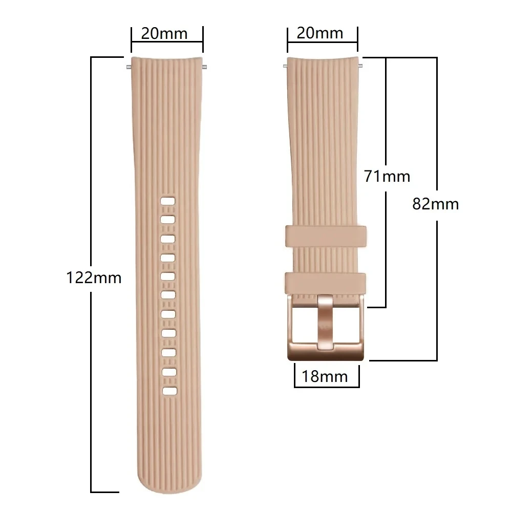 Rose Gold Silicone Watch Strap with Premium Buckle, 20mm