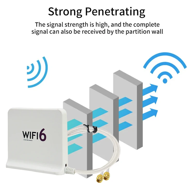 Dual-Cable 2*2 WiFi6 Antenna 2.4G 5.8G DualBand Amplifier 8dBi WiFi Signal Booster Omni Aerial for Network Card Router Modem TS9