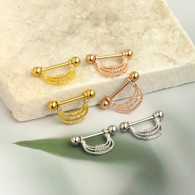 14G Nipple Rings for Women Surgical Stainless Steel Heart-Shape Nipple Piercing Jewelry Straight Barbell Nipple Rings Piercing J