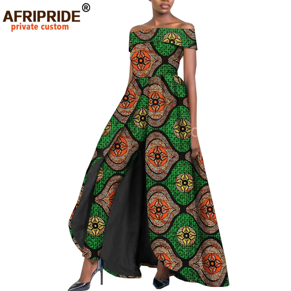 

2022 African Style Women 2 Piece Suit for Lady Long Splits Dress+long Ankara Pants Dashiki Real Wax Print AFRIPRIDE A1926005