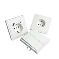 80x80mm EU Power Socket – Built-in USB-C Fast Charging Ports, 16A 250V, Single/Double Gang Light Switch, Flush Mount Black Plate 5
