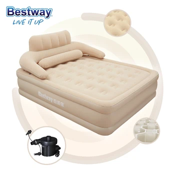 6719N Backrest Inflatable Air Bed Mattress With Built in Pump Custom Double Inflatable Mattress 1