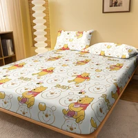 1 cartoon cute Winnie Piggy Pijie pattern digital printed frosted Fitted Sheett,bedroom printed bed cover,bedding(No pillowcase) 1