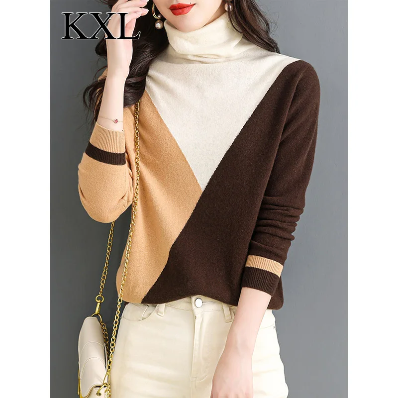 

Women Knitwear Winter Turtleneck Loose Warm Comfortable Sweater Pullovers Lady Casual Simple Fashion Soft Knitted Top