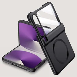 Magnetic Ring Protective Case with Tempered Glass Film and Full Camera Protection (Black)
