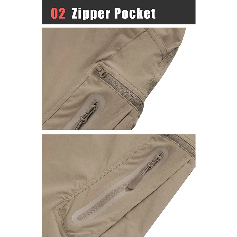 EKLENTSON Herren Multifunktionale Cargohose Sommer Leichte Wanderhose Schnell trocknende wasserdichte Angeltrekkinghose – Detail 12