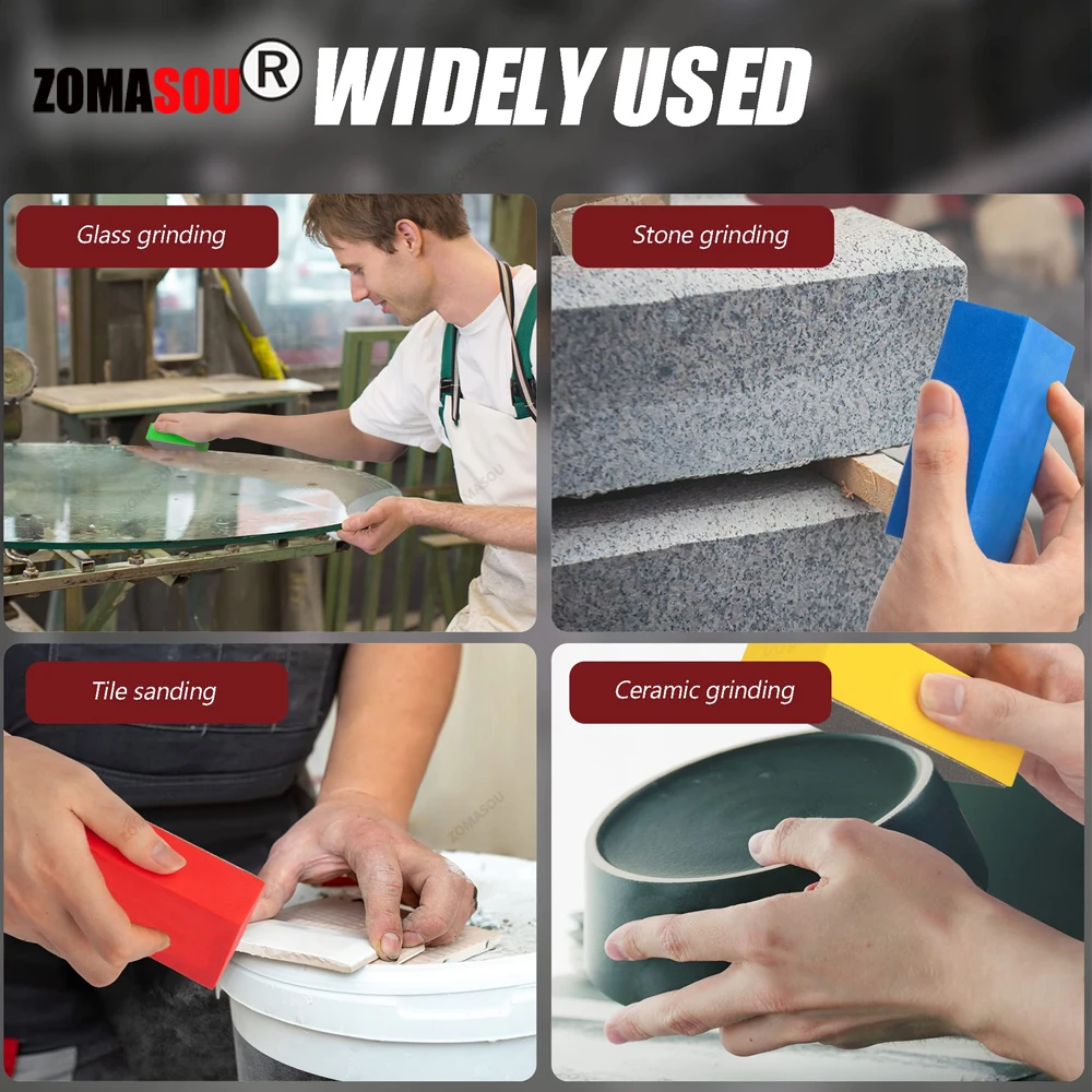 ZOMASOU Diamond Hand Polishing Pad Tile Glass Abrasive Grinding Block Pad Stone Marble Ceramic Abrasive Sanding Disc Polish Tool sanding discs sanding pads
