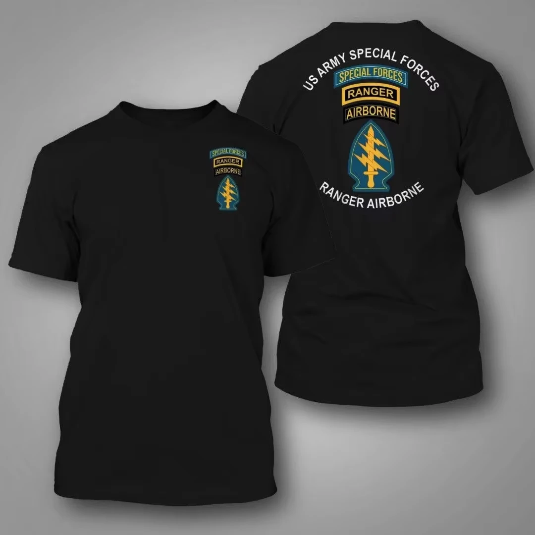 2026 US Neues T-Shirt im Special Forces Stil mit Logo-Aufdruck aus Reiner Baumwolle mit Kurzen Ärmeln