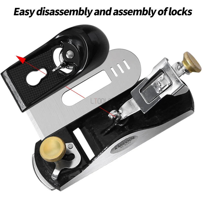 Hand Planer 6.38" Adjustable Block Plane with 1-5/8 Inch Wide T10 Blade Flat Bottom Trimming Planer for Woodworking Trimming