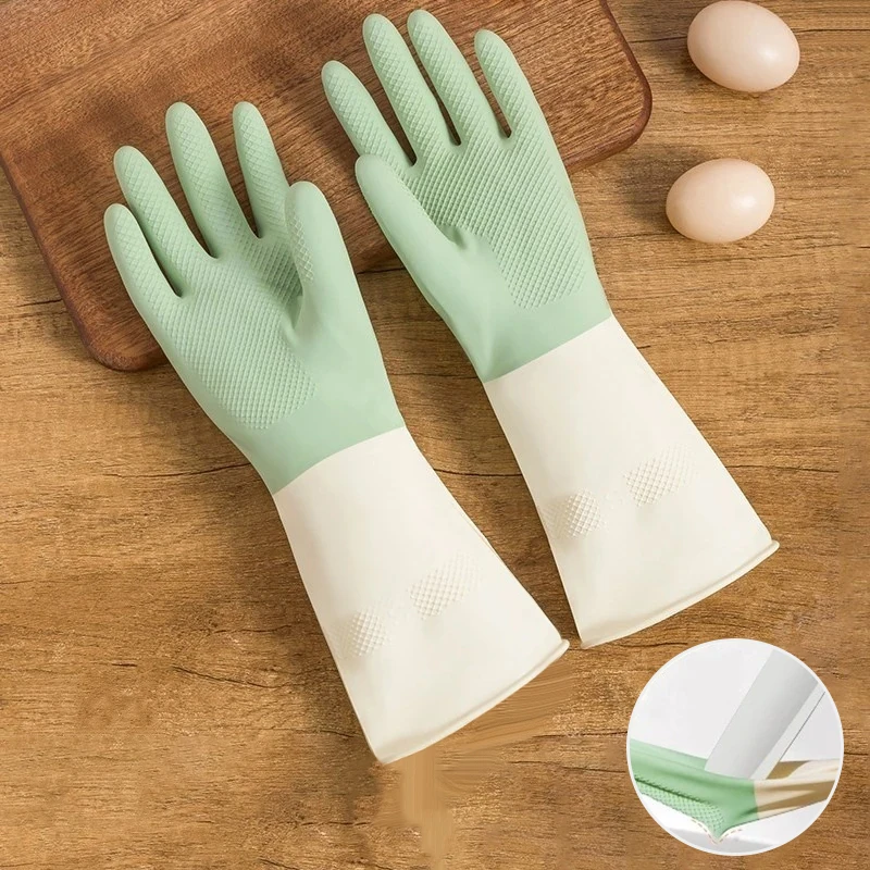 Waterproof Mint Green Latex Kitchen Gloves