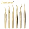 Eyelash Tweezers Professional Golden Stainless Steel High Precision Tweezer for Volume Fans Lashes Extensions Makeup Tools 1